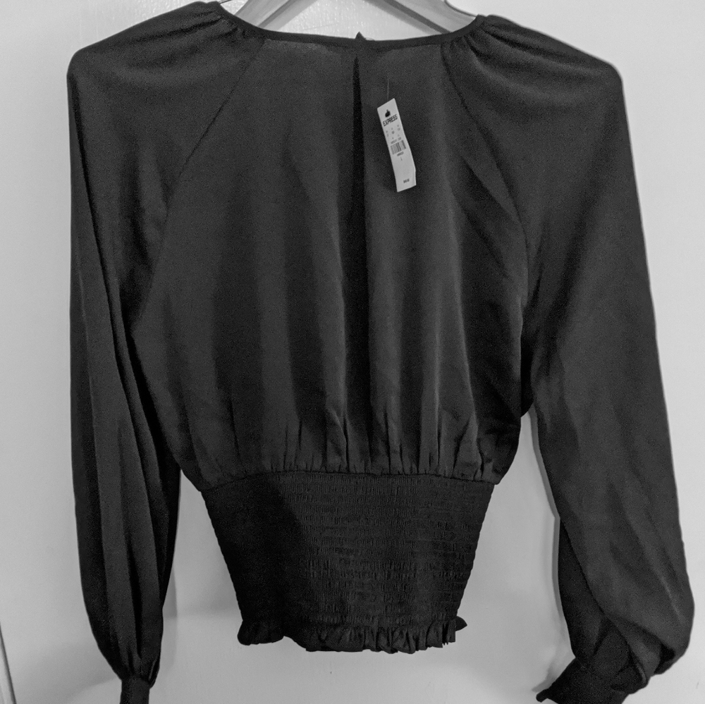 Express - Wrap front smock waist top - NWT